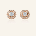 Chrome Grey Moissanite Halo Studs - Love Estella