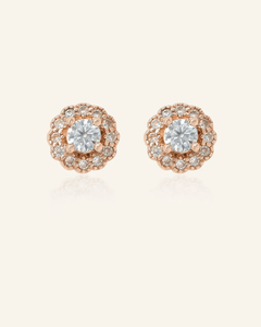 Chrome Grey Moissanite Halo Studs - Love Estella