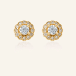 Chrome Grey Moissanite Halo Studs - Love Estella