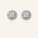 Chrome Grey Moissanite Halo Studs - Love Estella