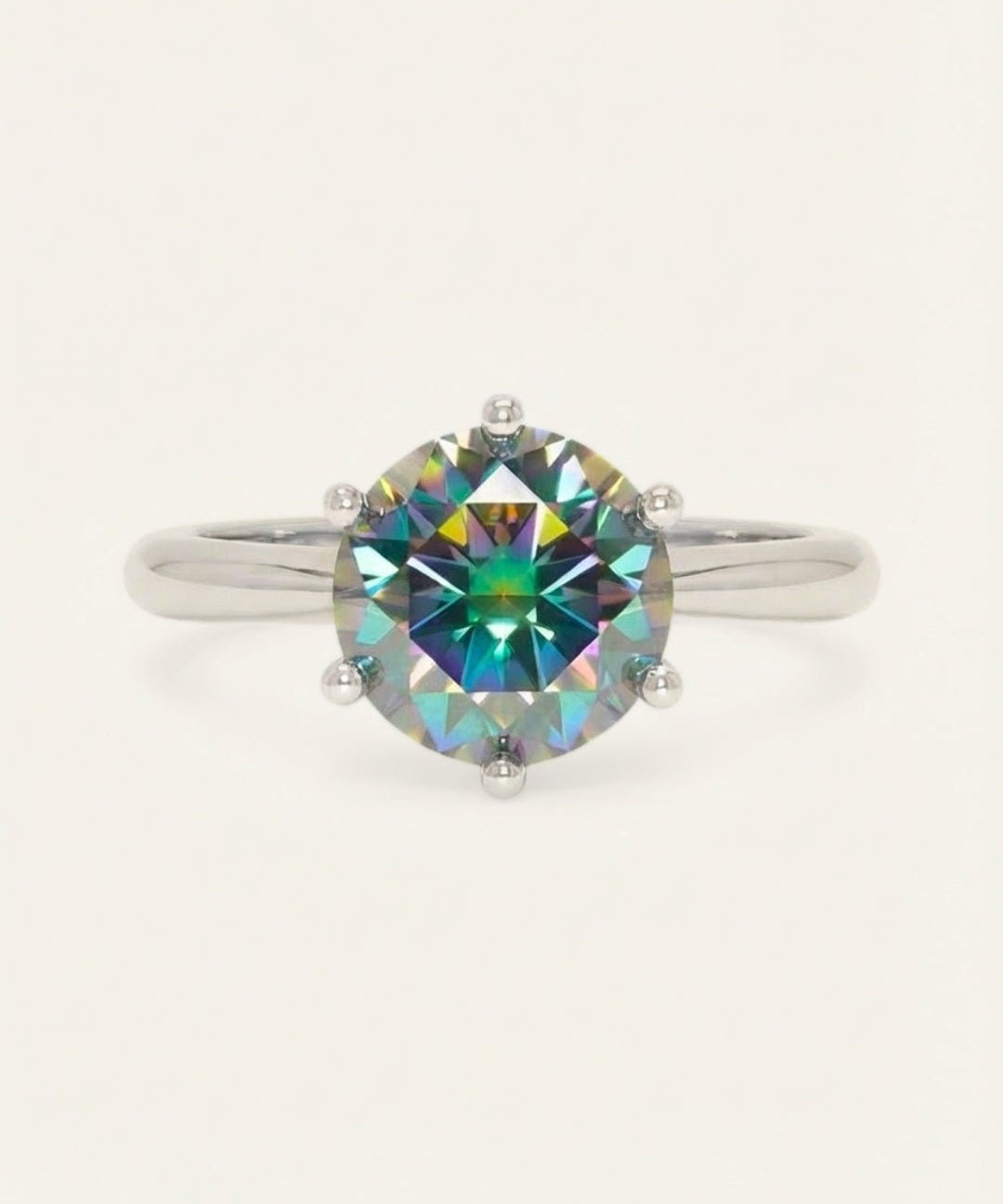 Classic Moissanite Ring (3 Carats), Mystic Aurora