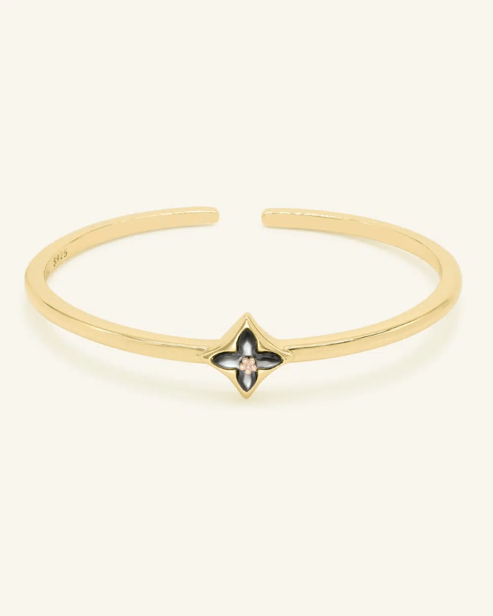 Clover Monogram Cuff (Black Mother of Pearl) - Love Estella