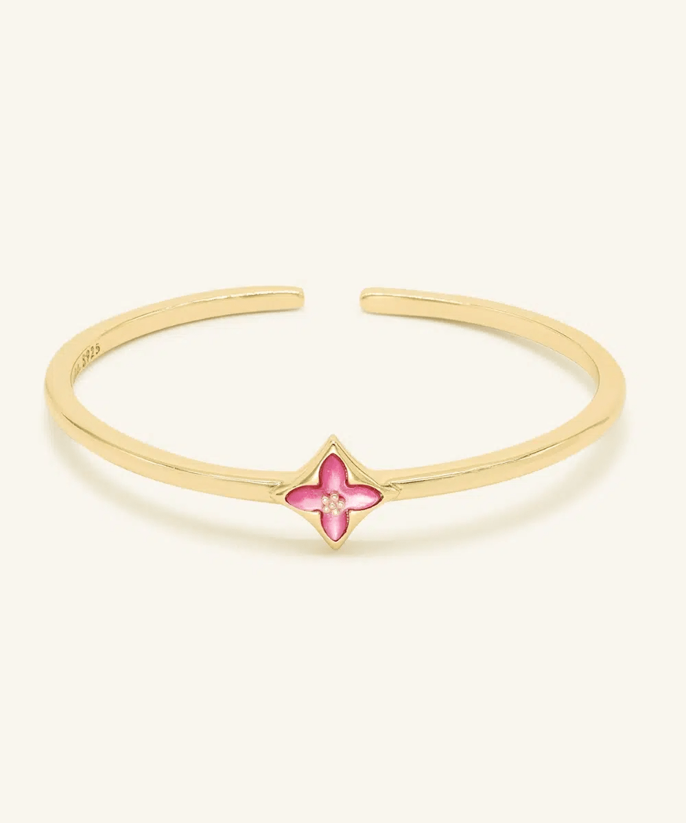 Clover Monogram Cuff (Pink Mother of Pearl) - Love Estella