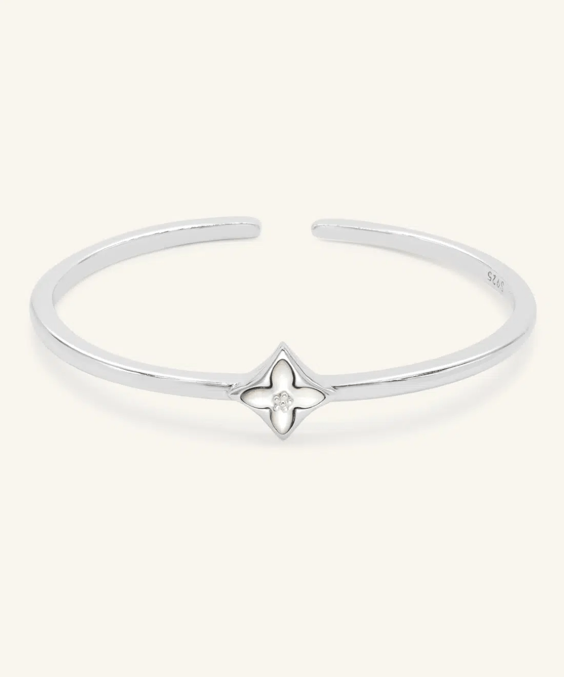 Clover Monogram Cuff (White Mother of Pearl) by Elate - Love Estella