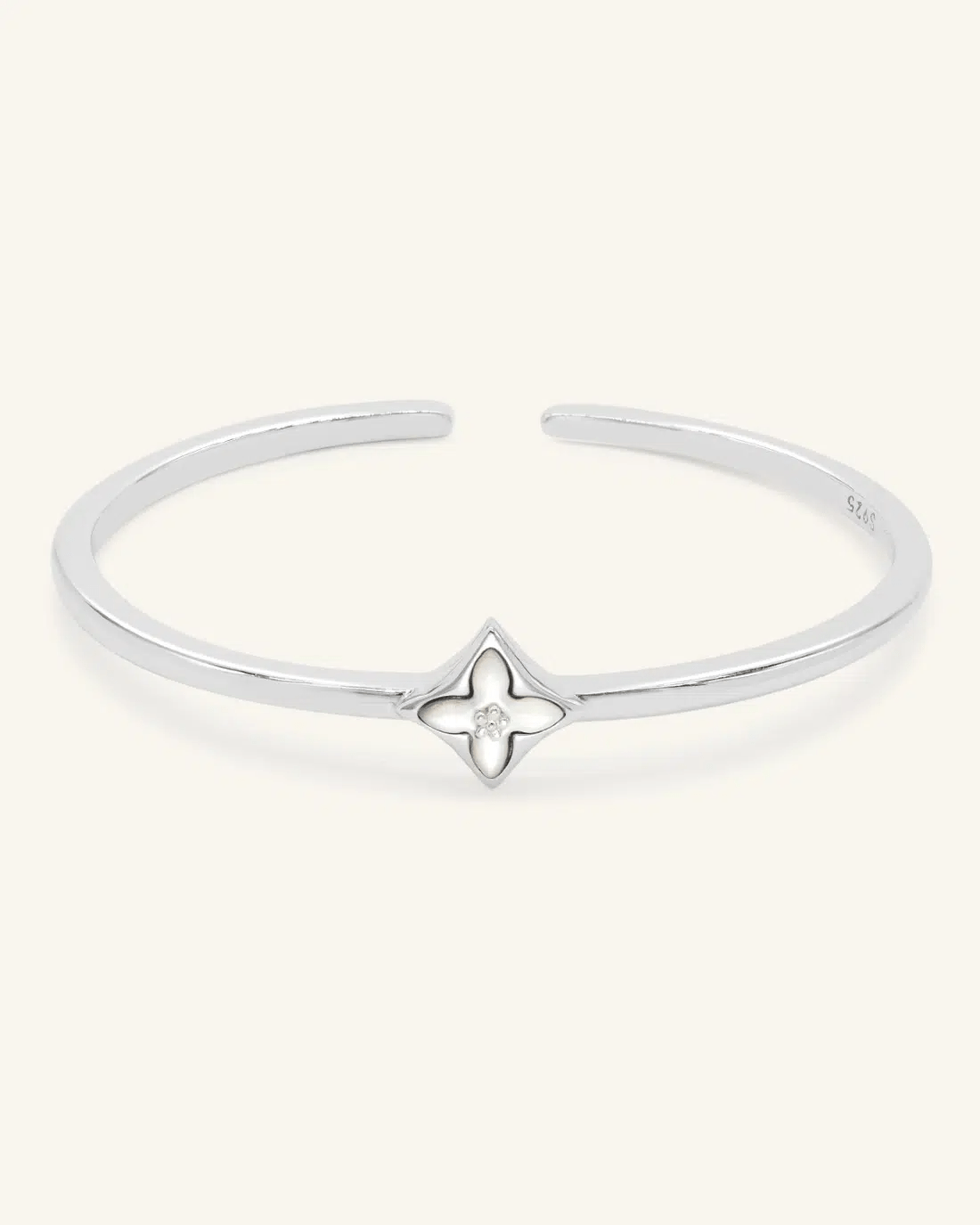Clover Monogram Cuff (White Mother of Pearl) by Elate - Love Estella