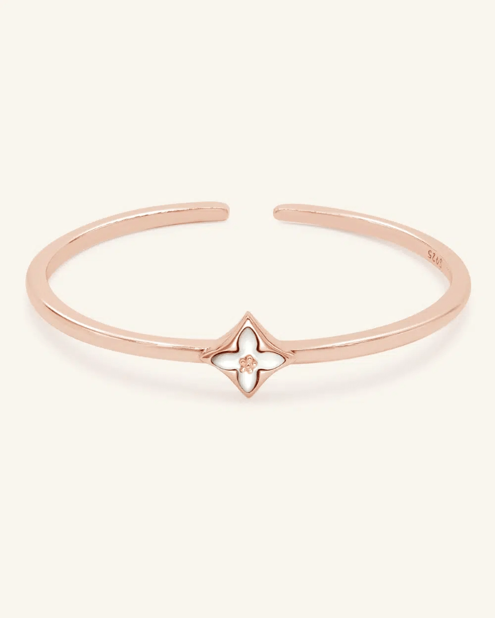 Clover Monogram Cuff (White Mother of Pearl) by Elate - Love Estella