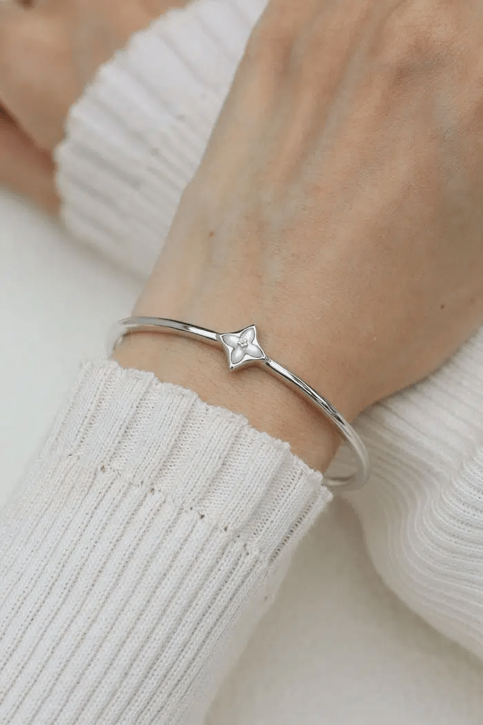 Clover Monogram Cuff (White Mother of Pearl) by Elate - Love Estella