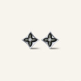 Clover Monogram Studs (Black) - Love Estella