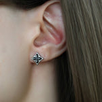 Clover Monogram Studs (Black) - Love Estella