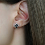 Clover Monogram Studs (Black) - Love Estella