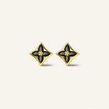 Clover Monogram Studs (Black) - Love Estella