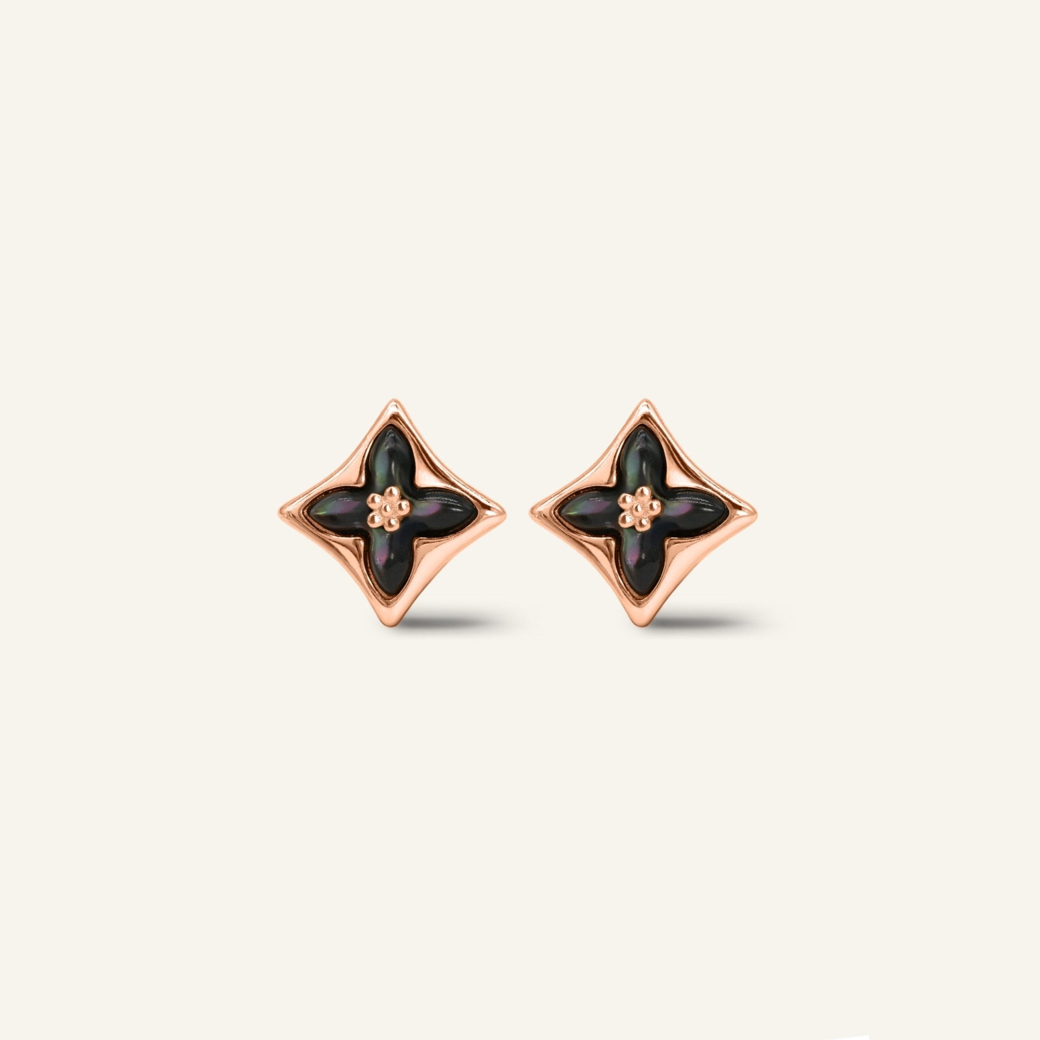 Clover Monogram Studs (Black) - Love Estella