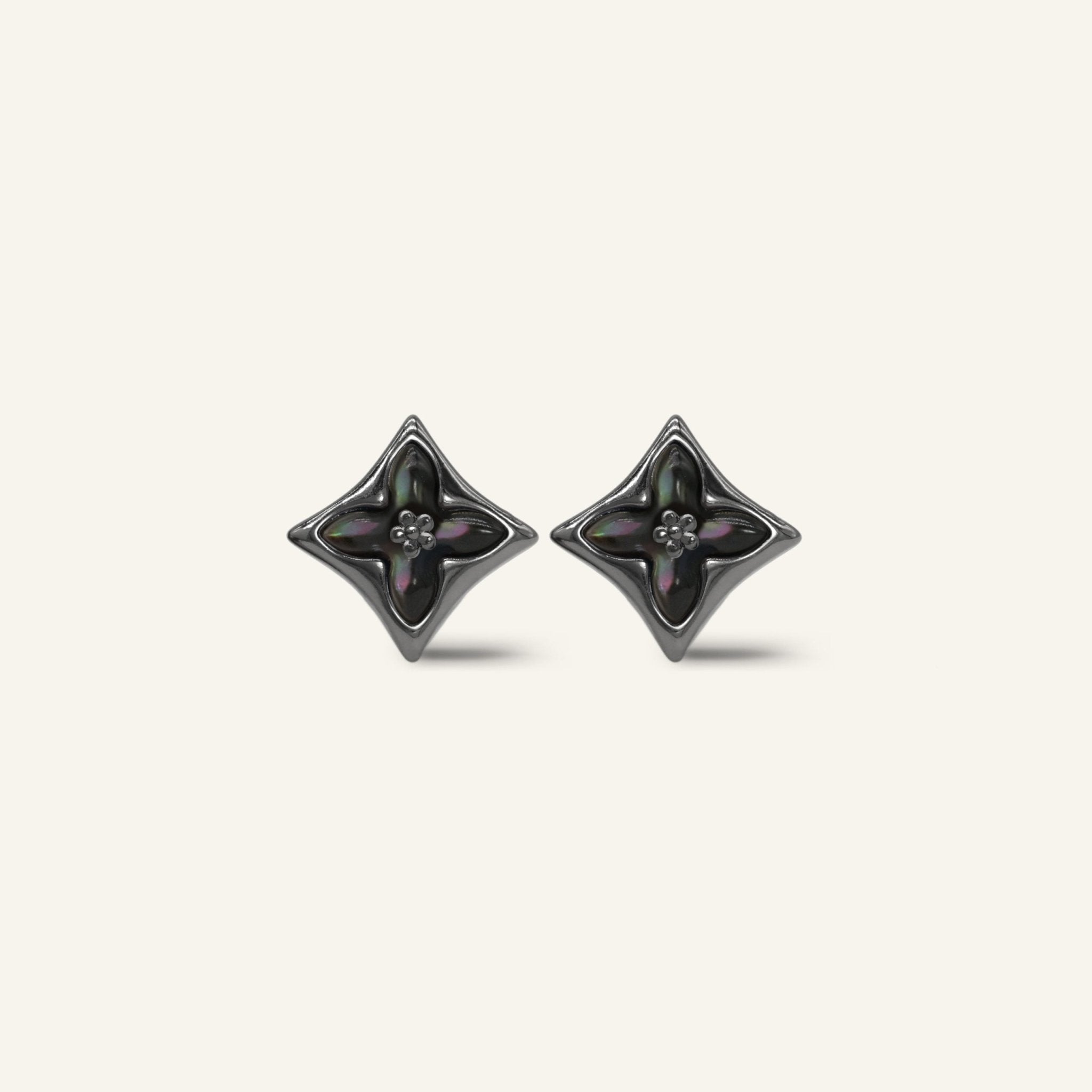Clover Monogram Studs (Black) - Love Estella