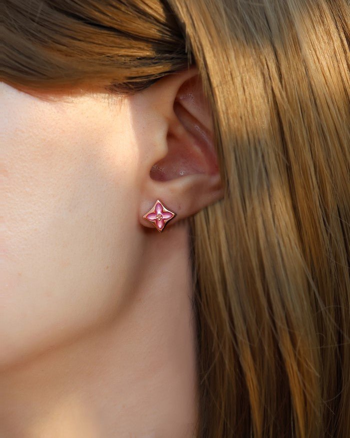 Clover Monogram Studs (Pink) - Love Estella