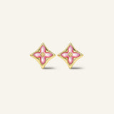 Clover Monogram Studs (Pink) - Love Estella