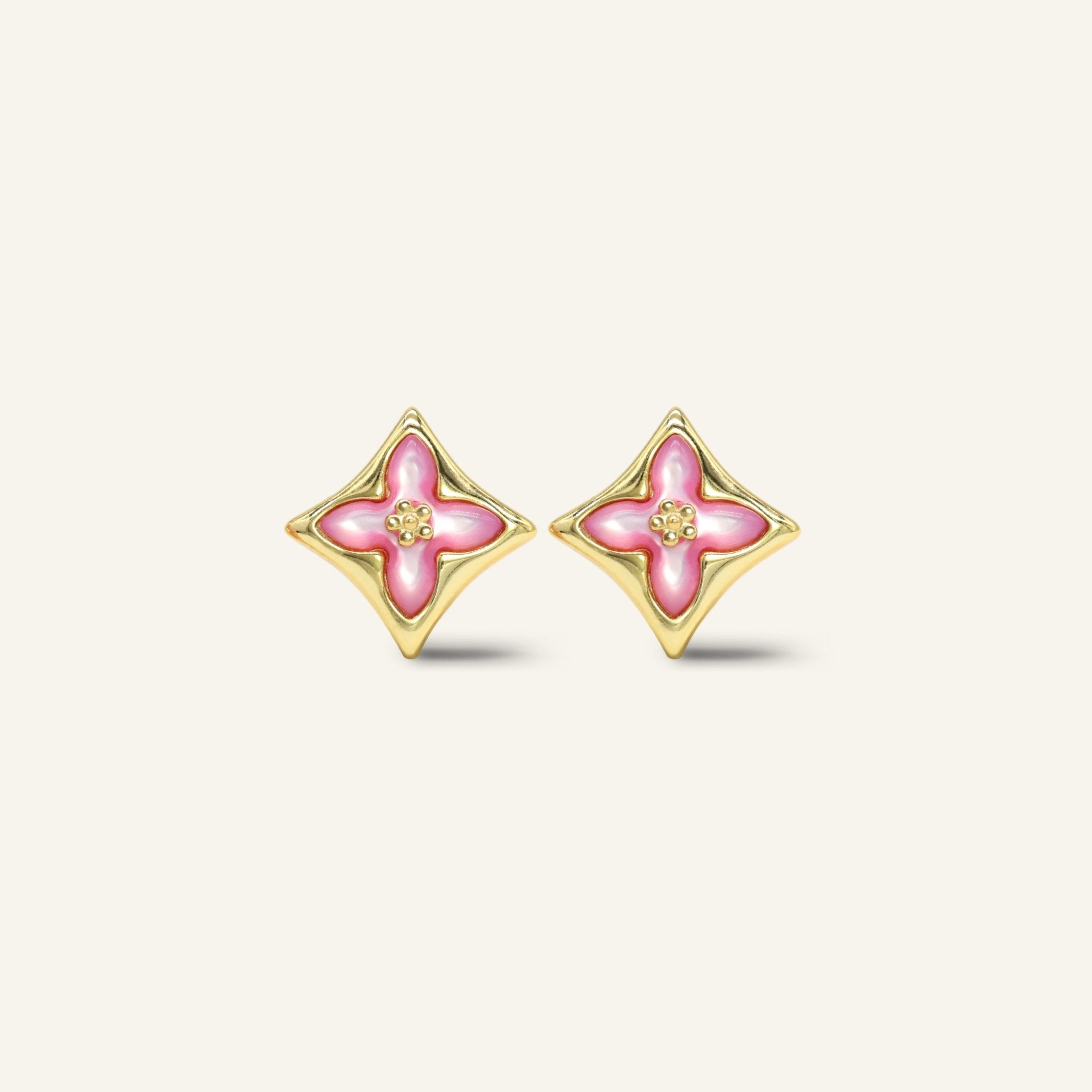 Clover Monogram Studs (Pink) - Love Estella