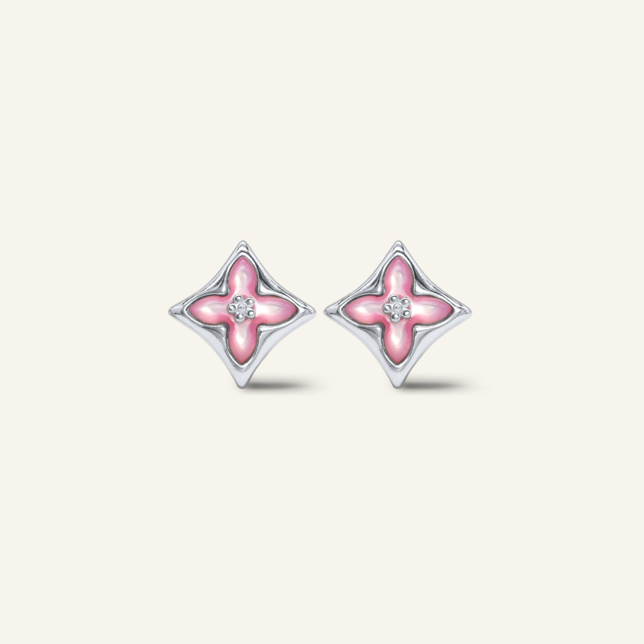 Clover Monogram Studs (Pink) - Love Estella
