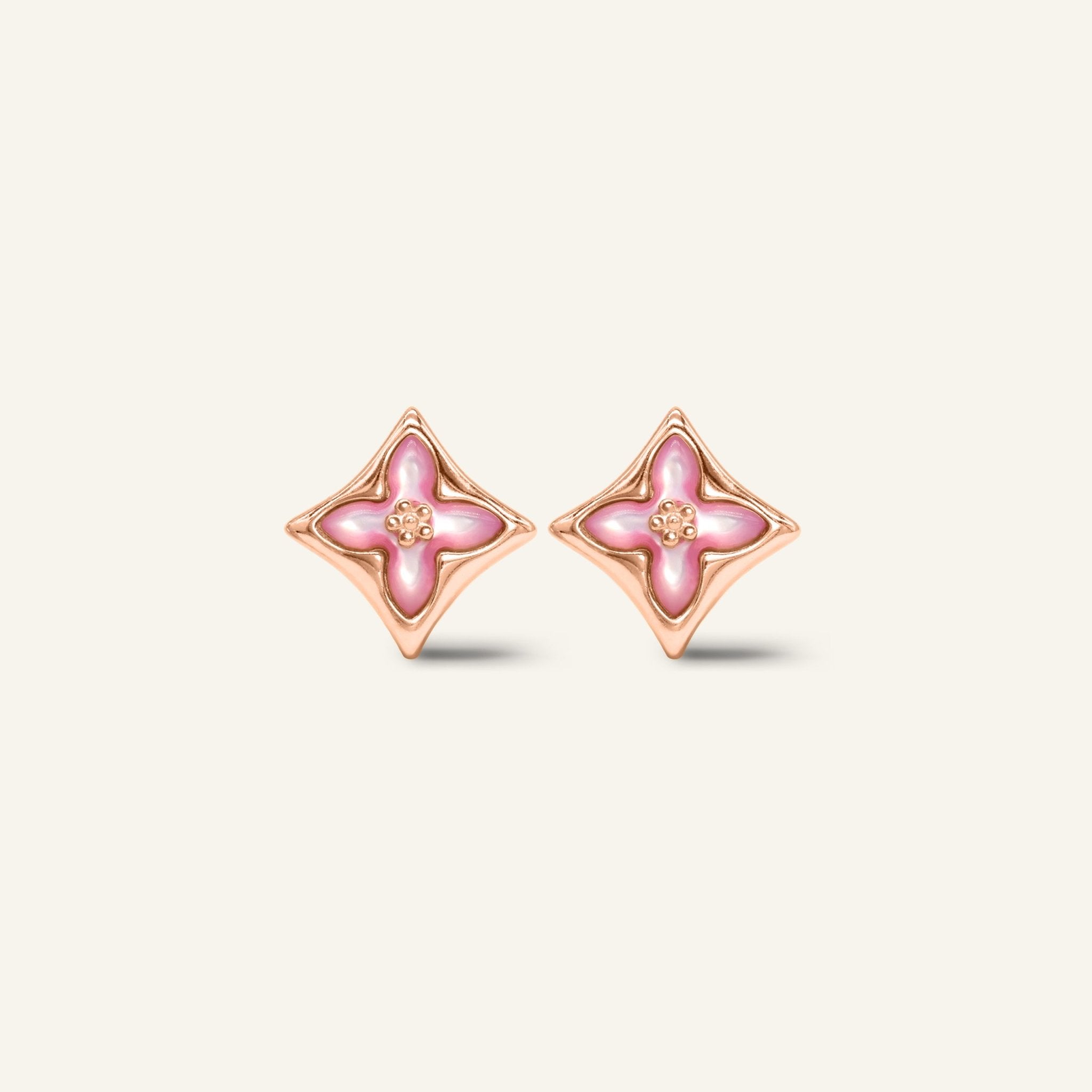 Clover Monogram Studs (Pink) - Love Estella