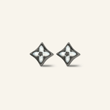 Clover Monogram Studs (White) - Love Estella