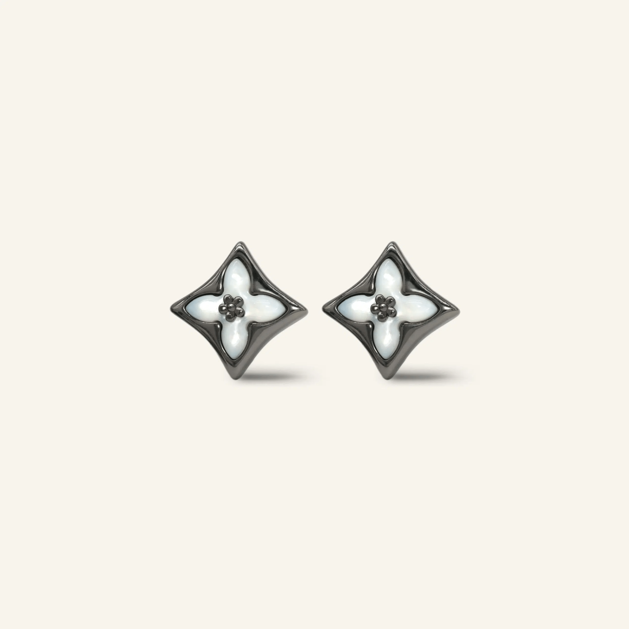 Clover Monogram Studs (White) - Love Estella