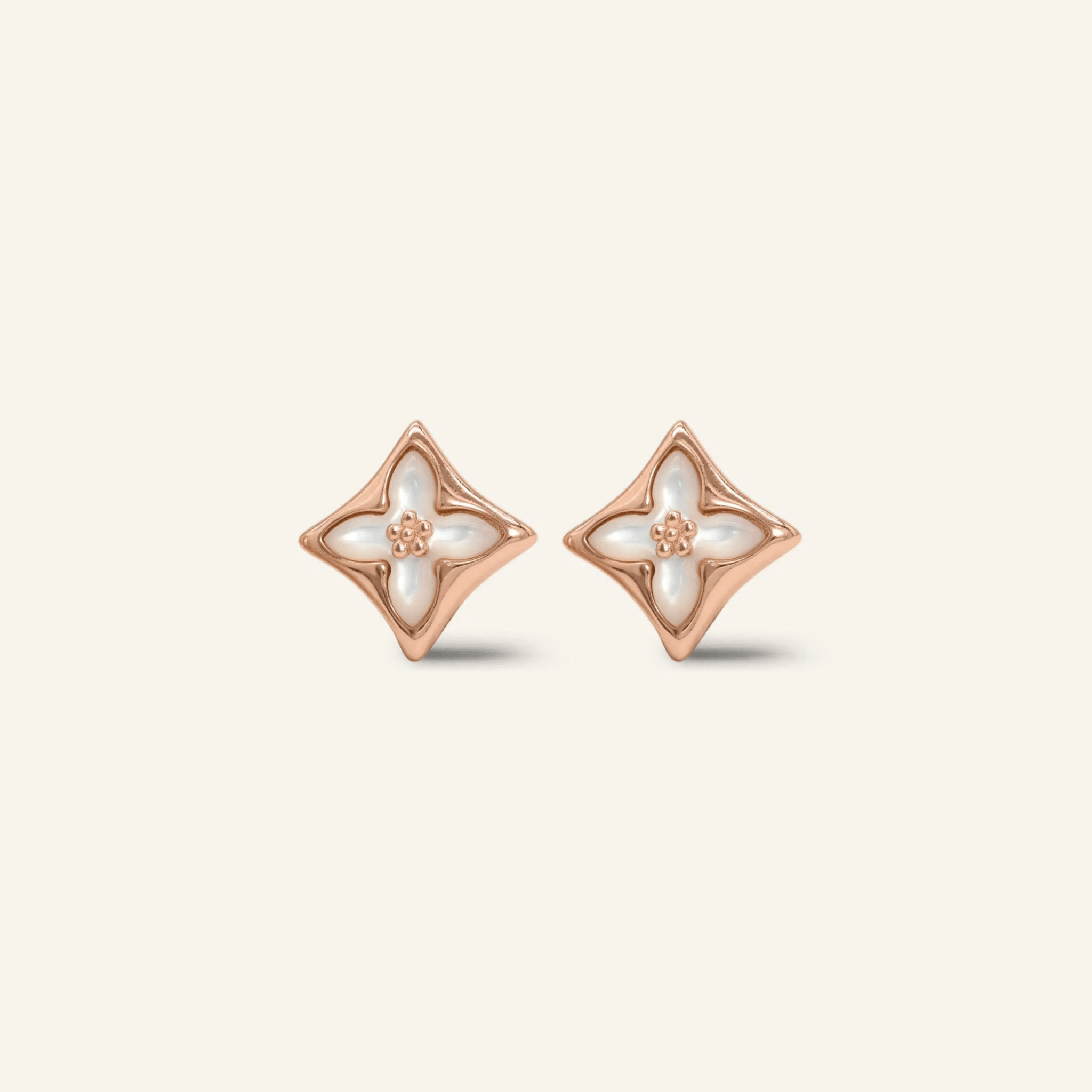 Clover Monogram Studs (White) - Love Estella