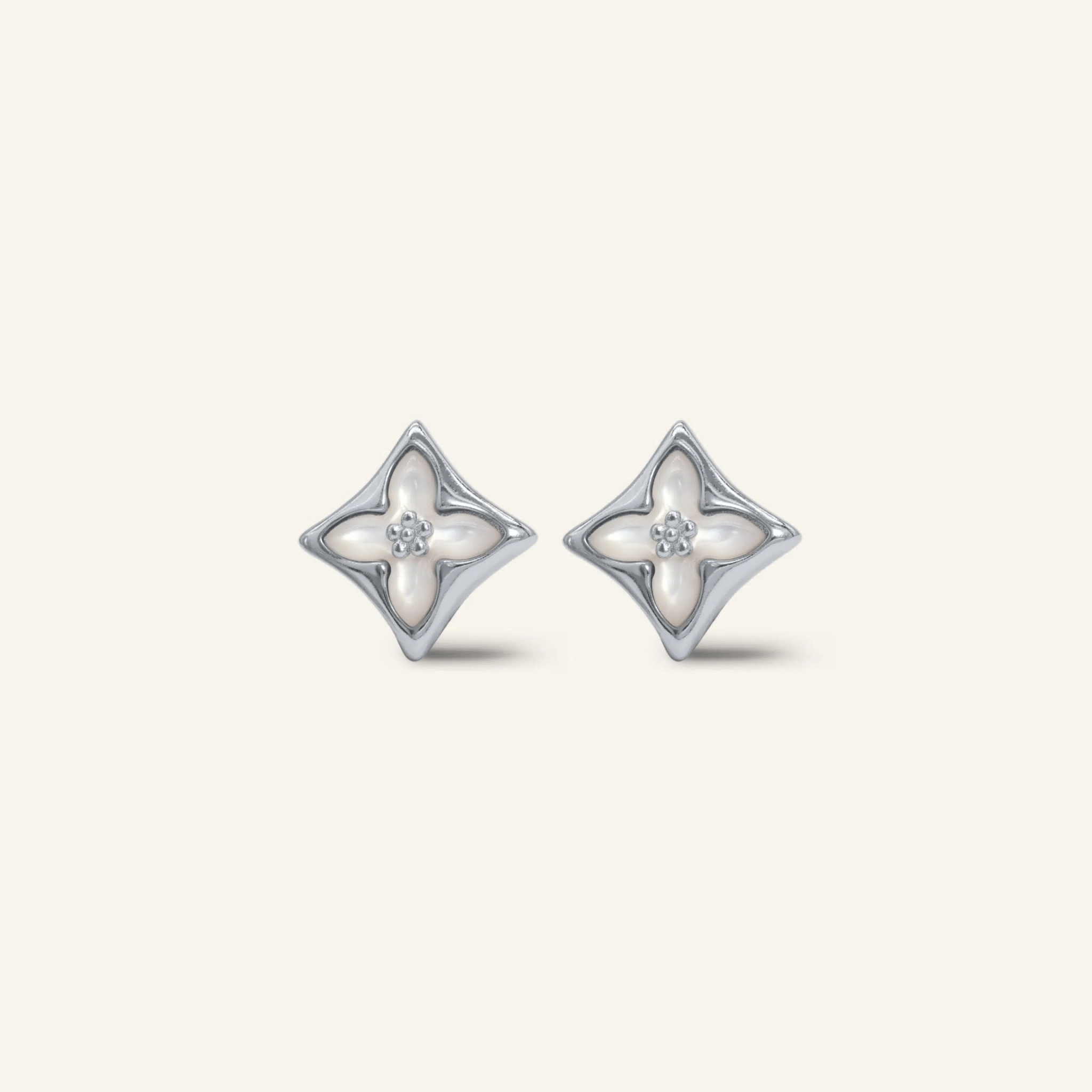 Clover Monogram Studs (White) - Love Estella