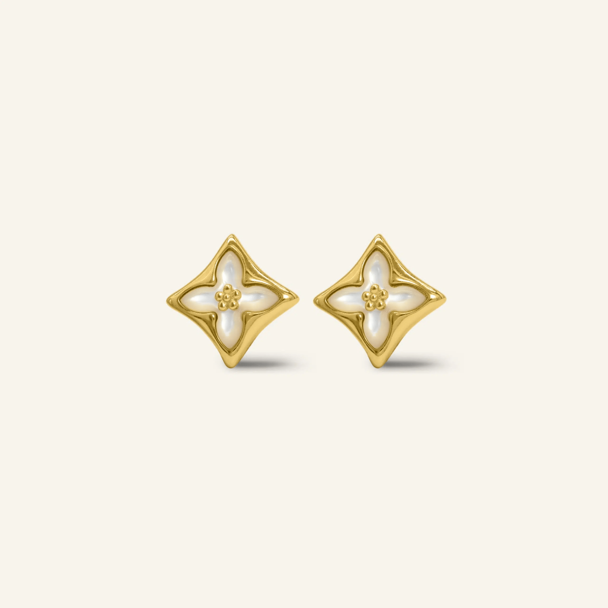 Clover Monogram Studs (White) - Love Estella