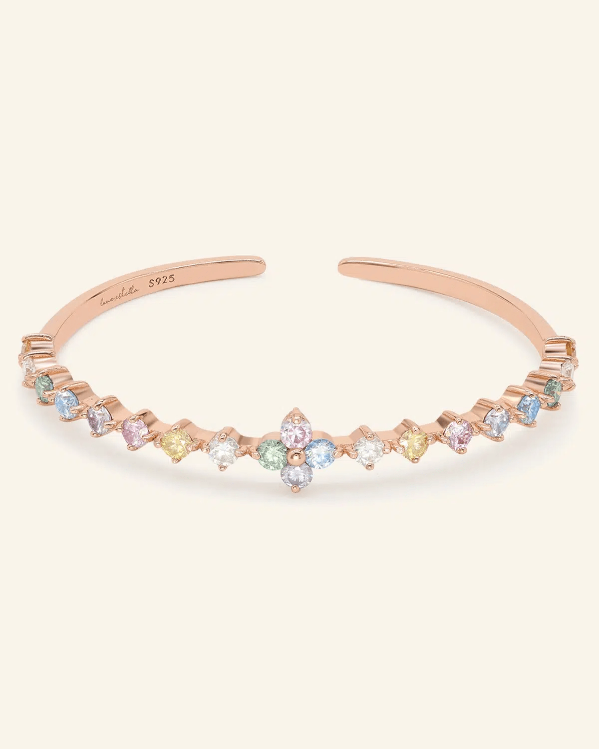 Clover Sparkle Cuff (Pastel Moissanite) by Elate - Love Estella