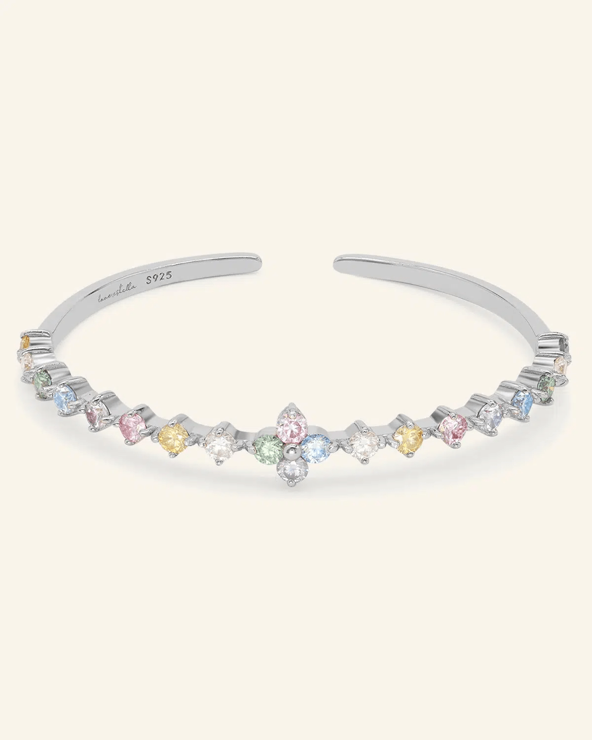 Clover Sparkle Cuff (Pastel Moissanite) by Elate - Love Estella