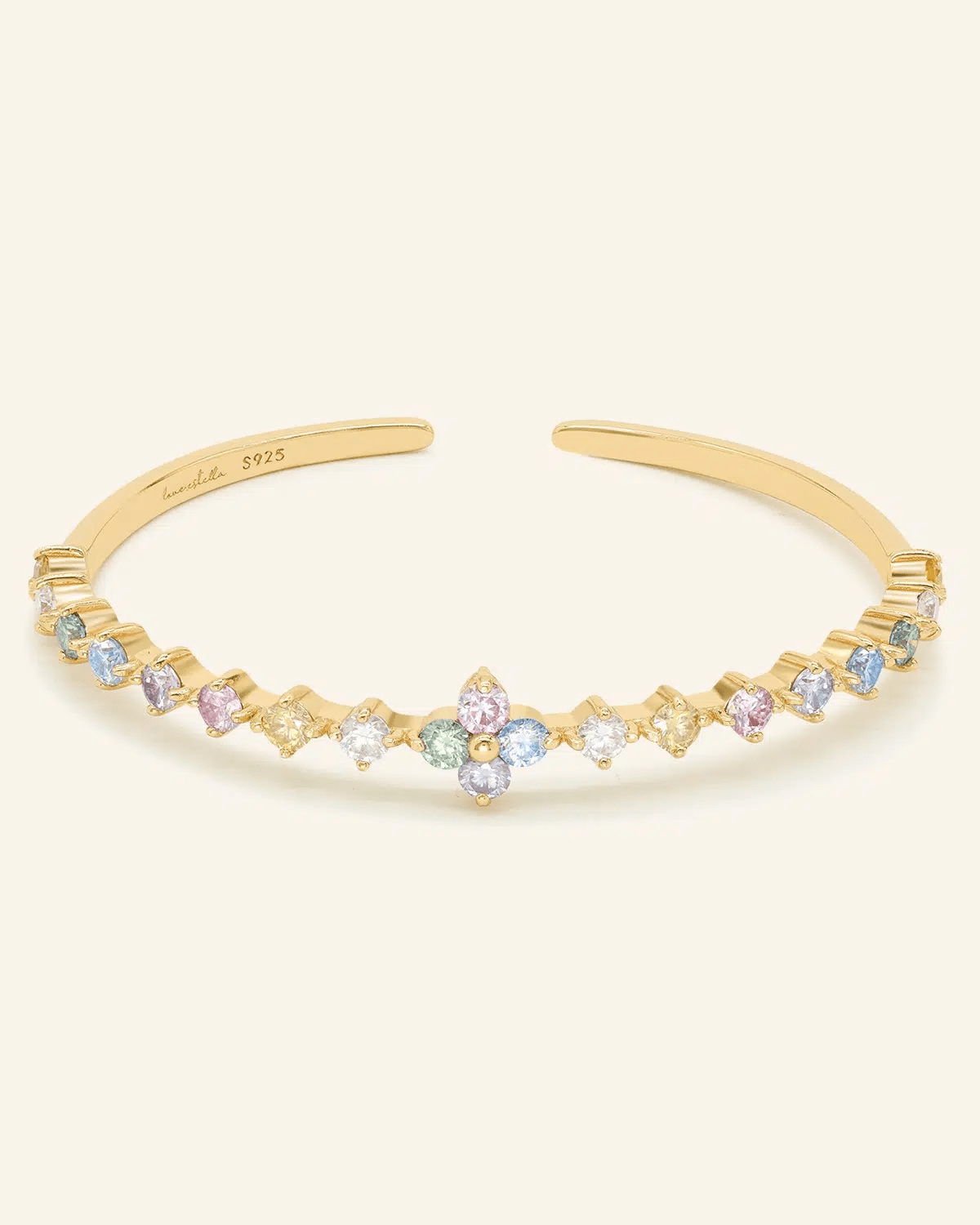 Clover Sparkle Cuff (Pastel Moissanite) by Elate - Love Estella