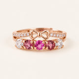 Rose gold Coquette Ribbon Bow Double Band Ring front view