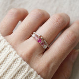 Coquette Ribbon Bow Double Band Ring worn on hand