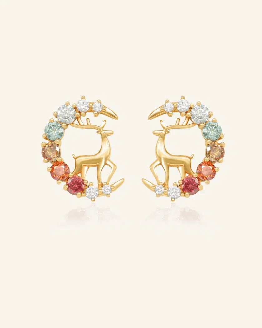 Deer Moissanite Studs - Love Estella