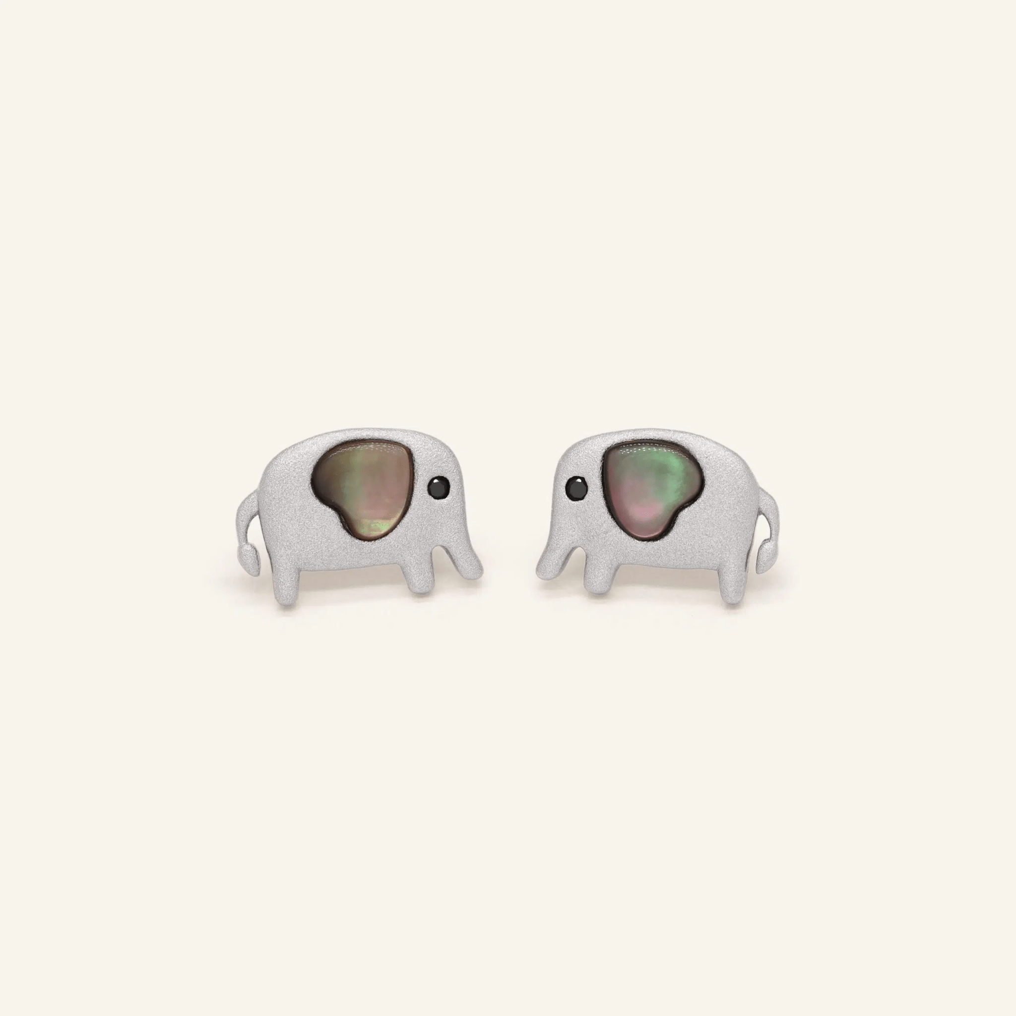 Elephant Mother of Pearl Studs (Black) - Love Estella