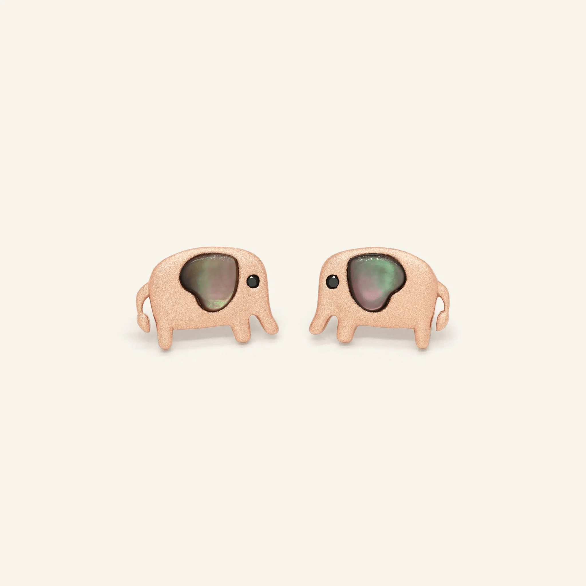 Elephant Mother of Pearl Studs (Black) - Love Estella
