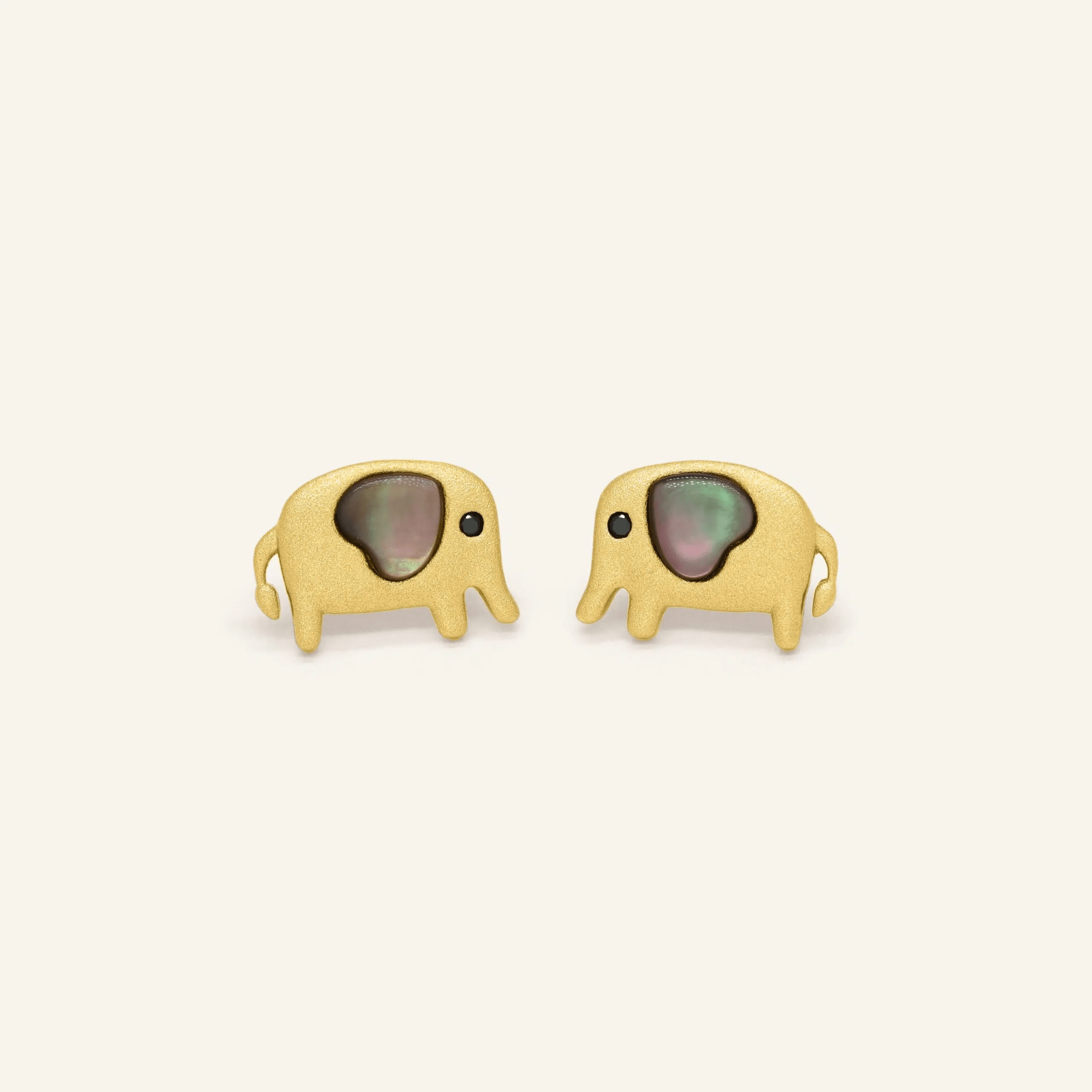 Elephant Mother of Pearl Studs (Black) - Love Estella