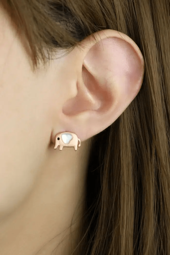 Elephant Mother of Pearl Studs (White) - Love Estella
