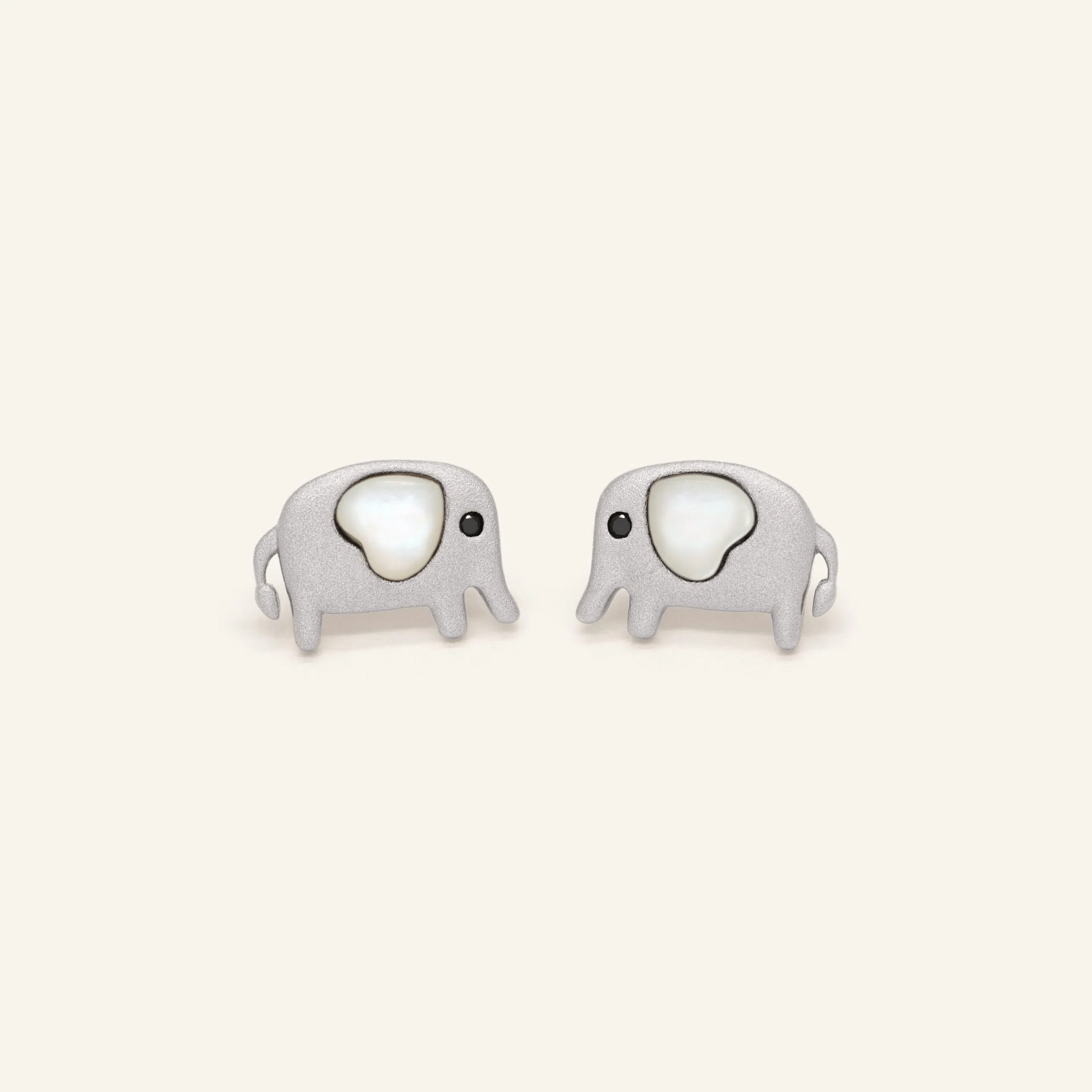 Elephant Mother of Pearl Studs (White) - Love Estella