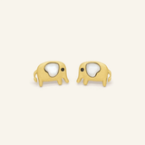 Elephant Mother of Pearl Studs (White) - Love Estella