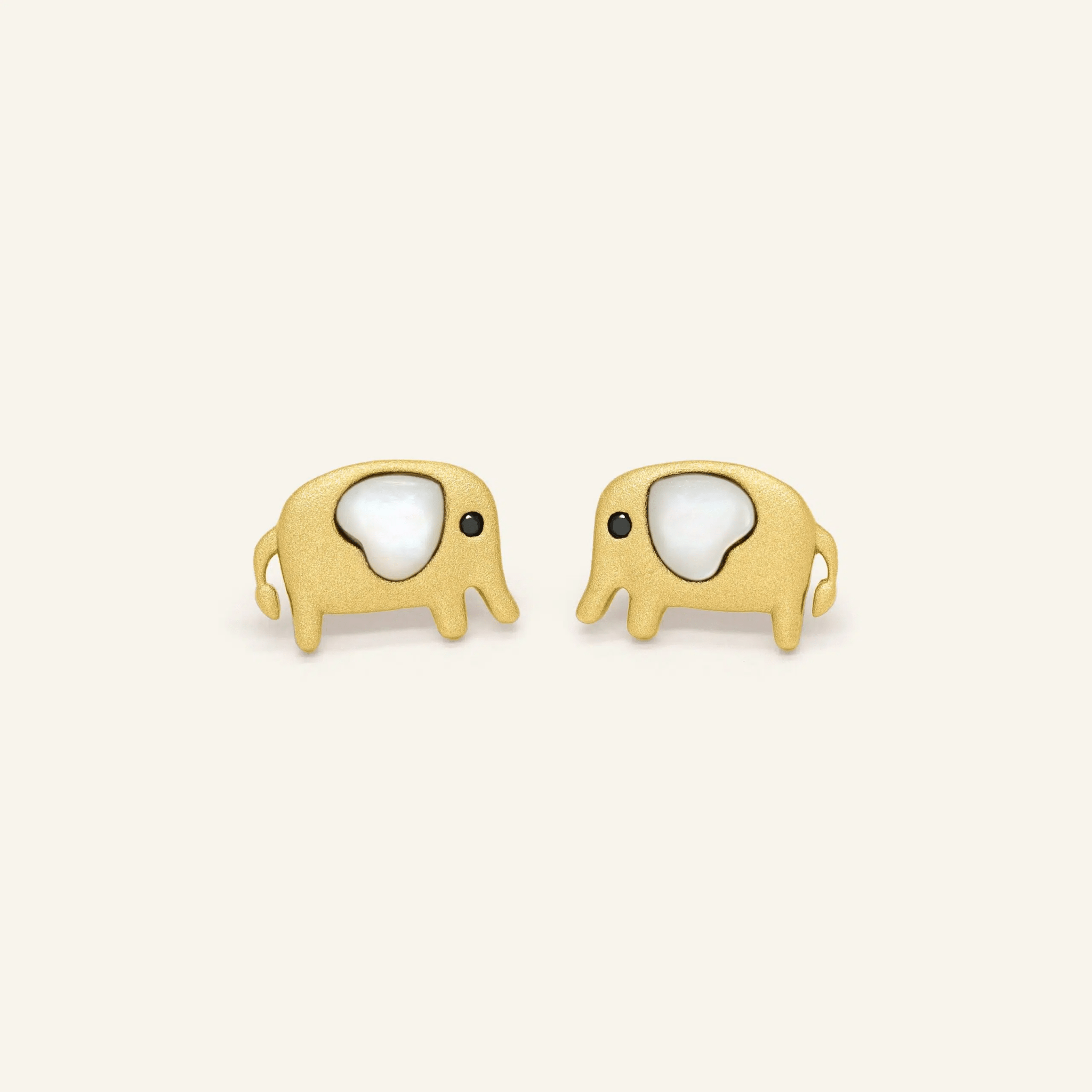 Elephant Mother of Pearl Studs (White) - Love Estella