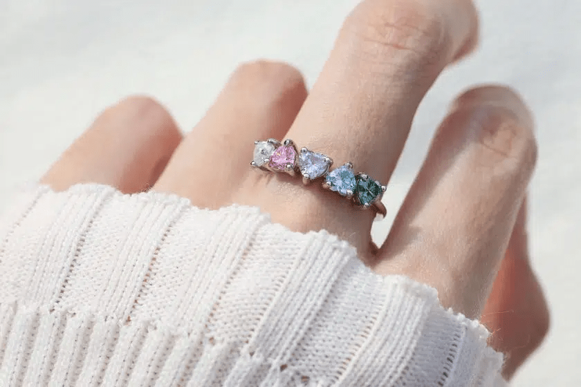 Eternity Heart Moissanite Band (Pastel Rainbow) by Elate - Love Estella