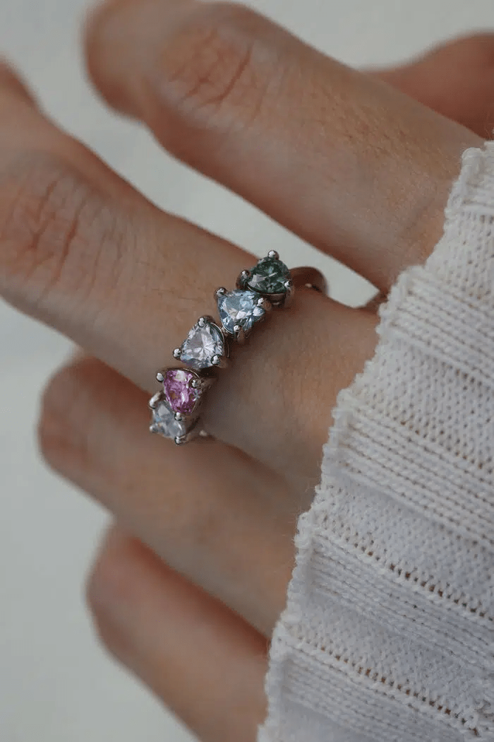 Eternity Heart Moissanite Band (Pastel Rainbow) by Elate - Love Estella