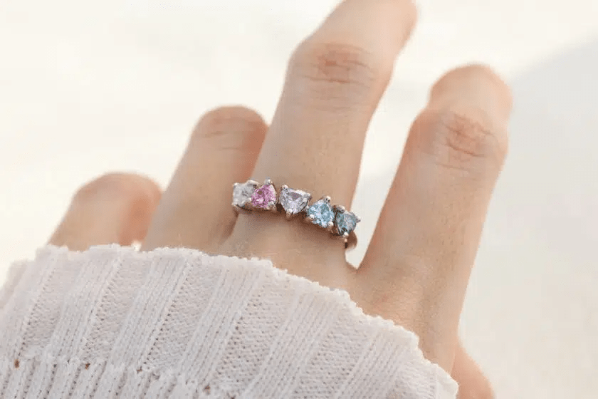 Eternity Heart Moissanite Band (Pastel Rainbow) by Elate - Love Estella