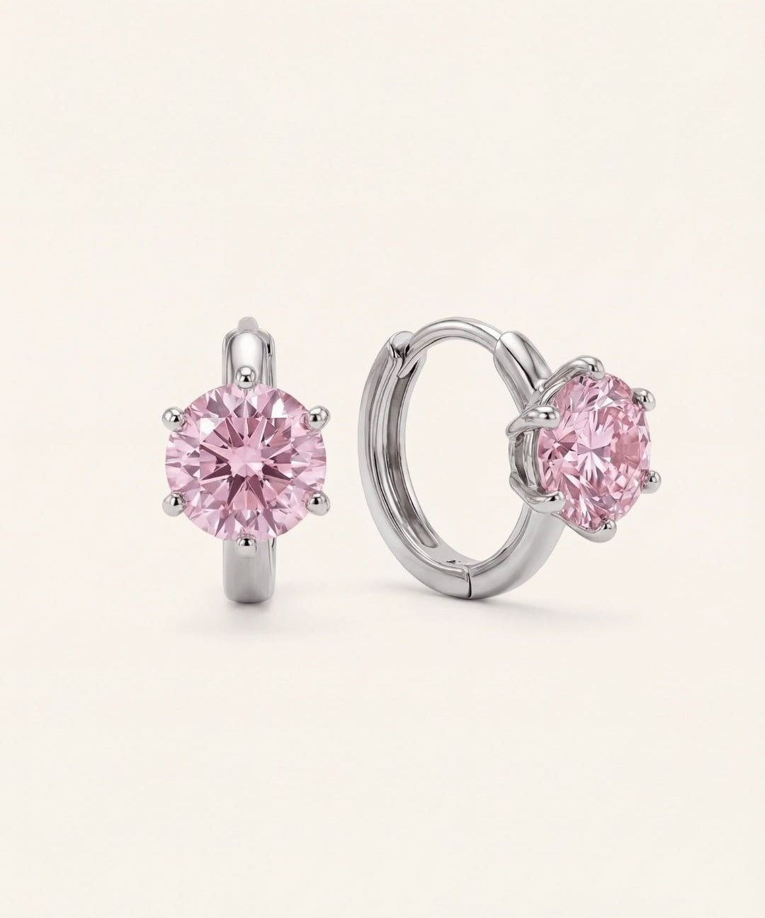 Everyday Moissanite Huggies (1 Carat), Sugar Pink