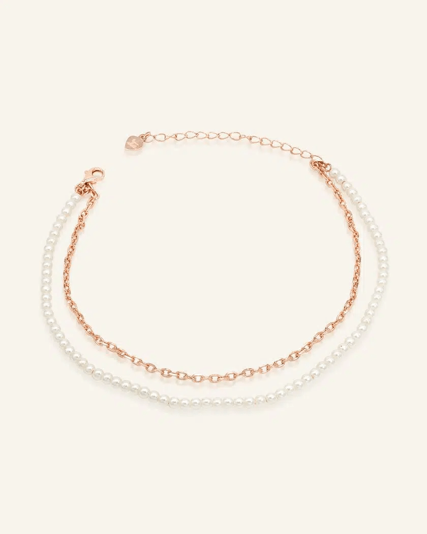 Faux Pearl Link Anklet - Love Estella