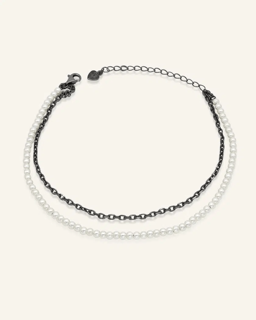 Faux Pearl Link Anklet - Love Estella