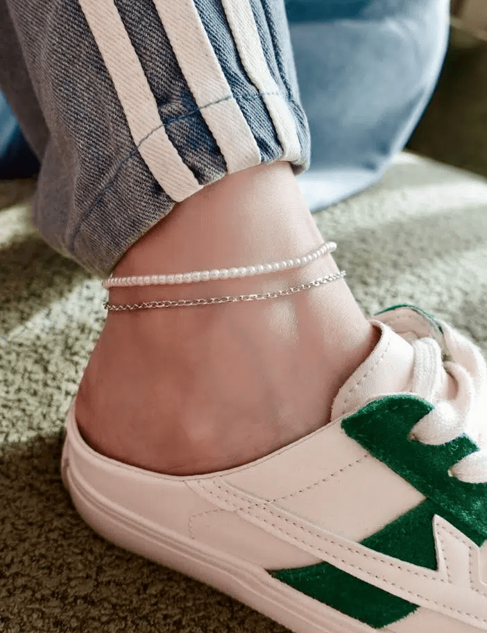 Faux Pearl Link Anklet - Love Estella
