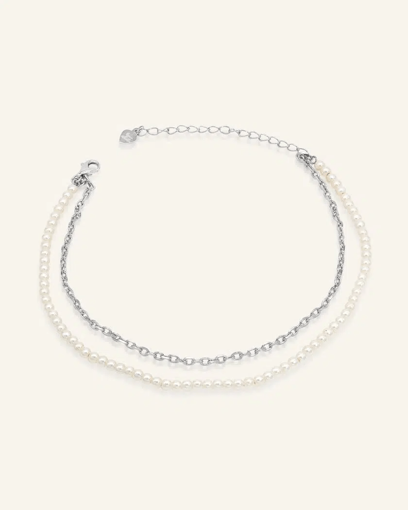Faux Pearl Link Anklet - Love Estella