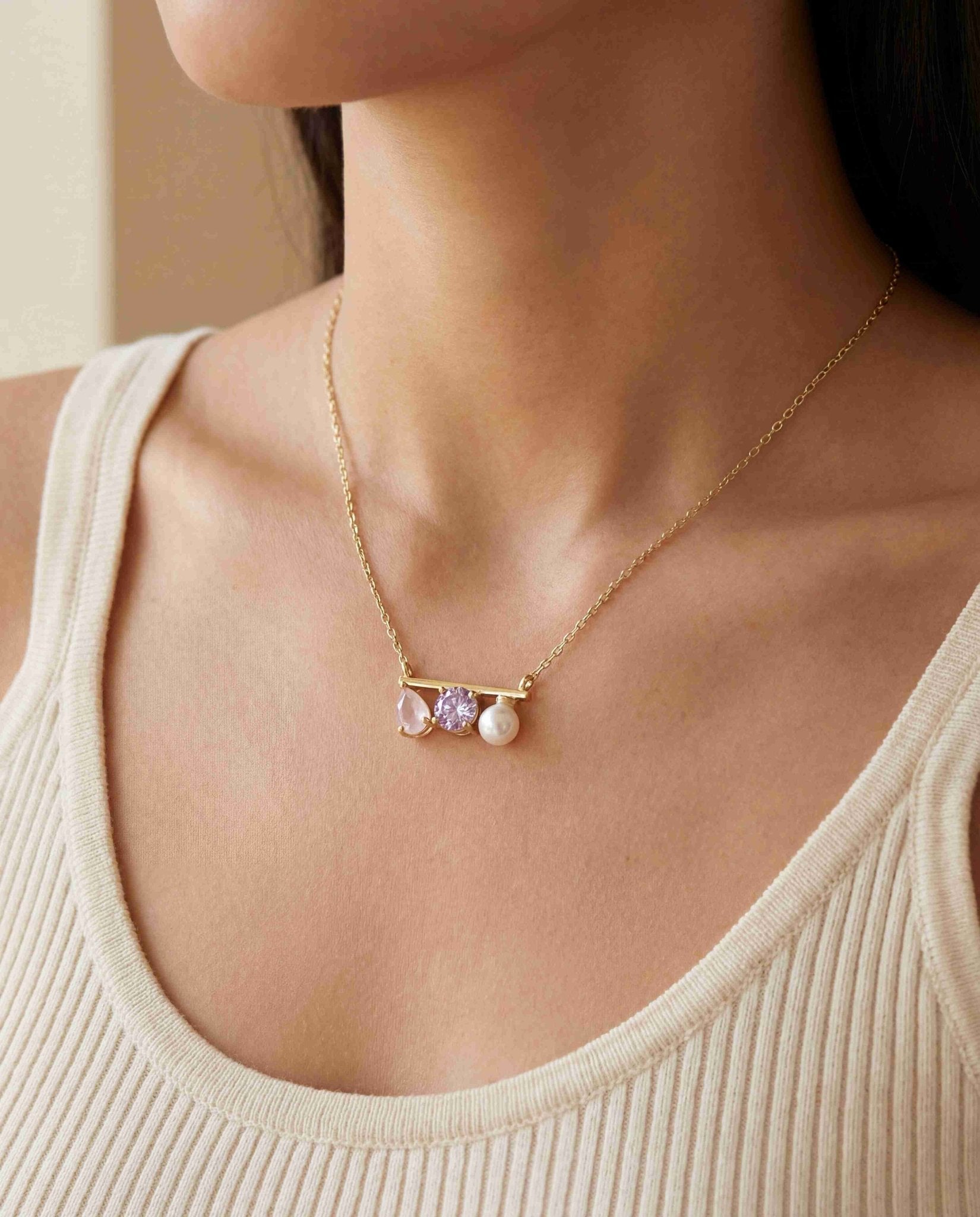 Floating Bar Necklace (Lavender) - Love Estella