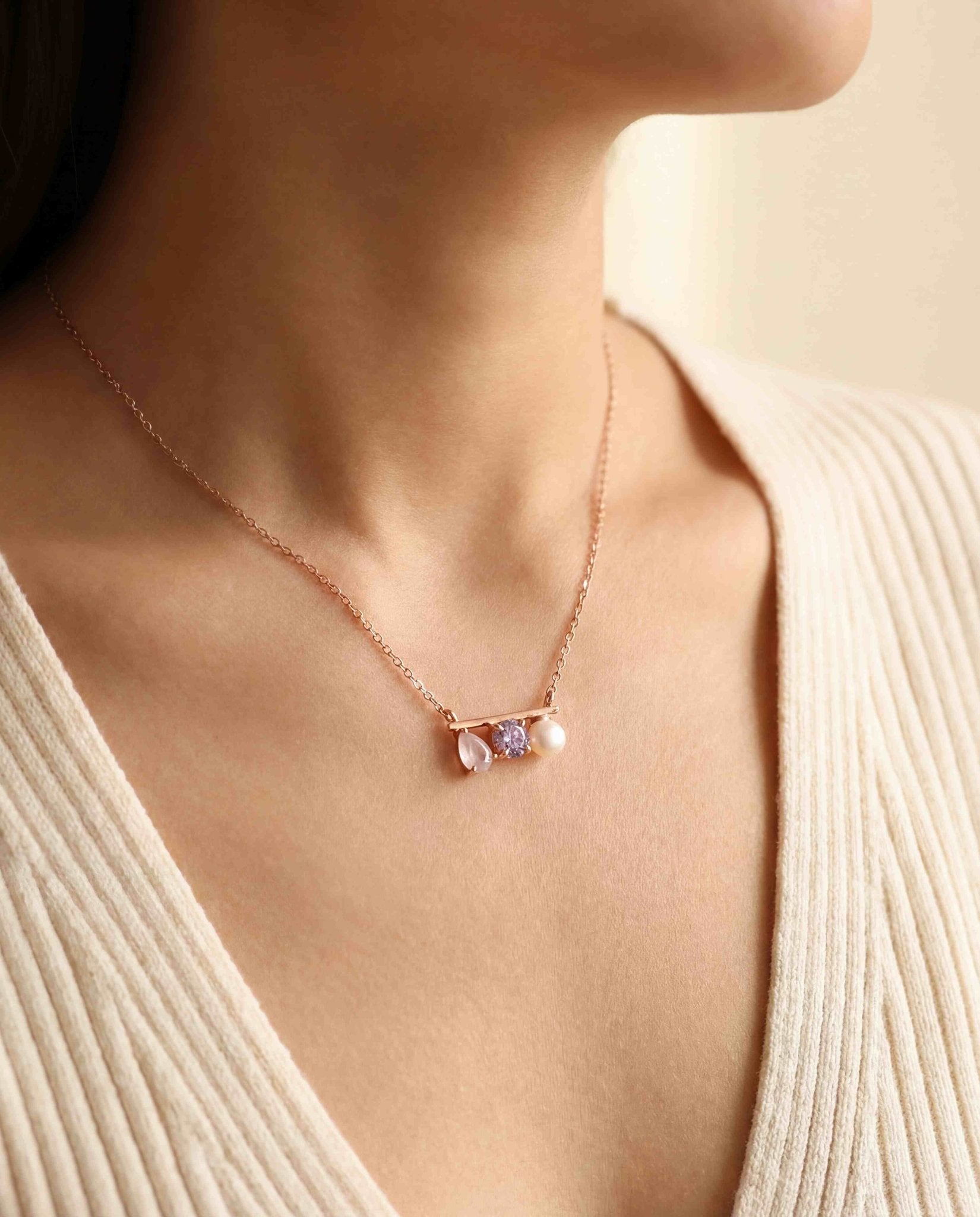 Floating Bar Necklace (Lavender) - Love Estella